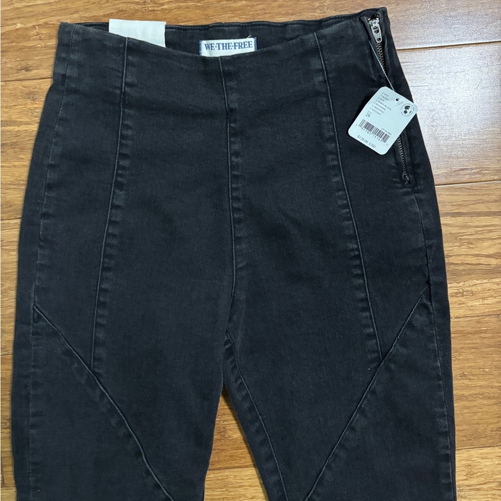NWT Free People Bella Moto Skinny Jeans size 26 Worn Black